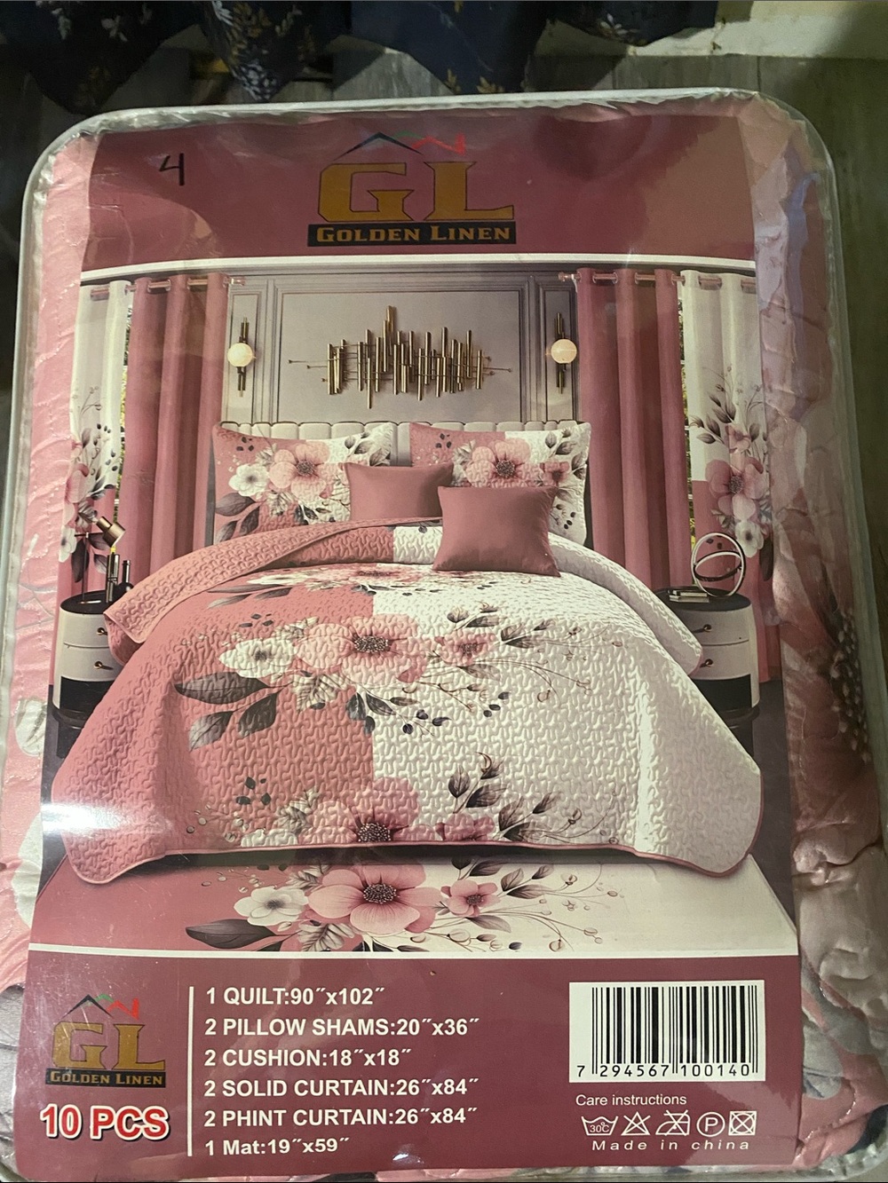 Pink Floral Quilt Set - 10 Piece Home Bedding
